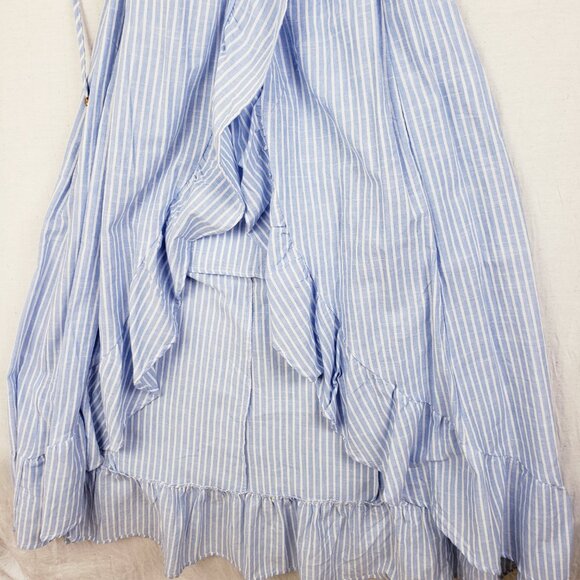 NWT Heartloom River Maxi Wrap Dress Stripe Cotton Ruffle Eyelet Sleeve sz L Blue - Picture 13 of 13